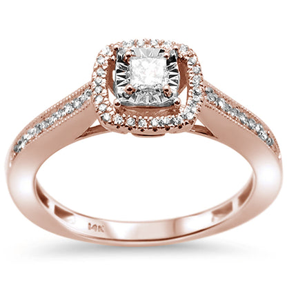 Muse Jewelry .27ct G SI 14K Rose Gold Square Halo Diamond Engagement Promise Ring Size 6.5