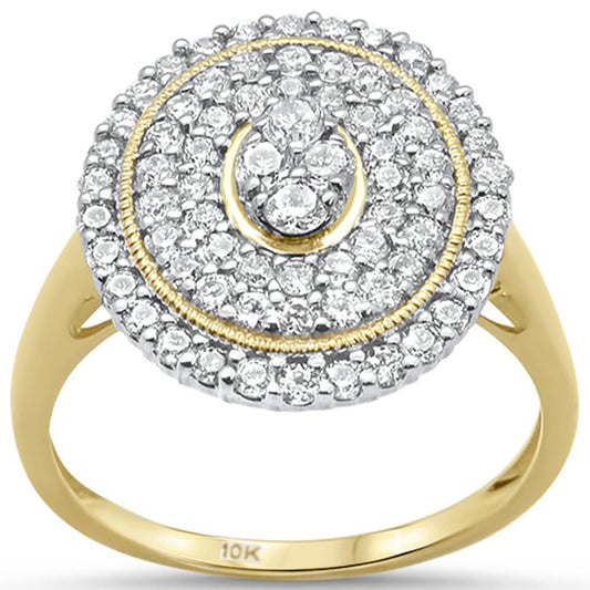 Muse Jewelry .98ct 10k Yellow Gold Diamond Oval Shape Cocktail Engagement Ring Size 6.5