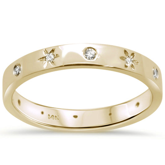 Muse Jewelry .12ct 14K Yellow Gold Bezel Set Diamond Stars Band Ring Size 6.5