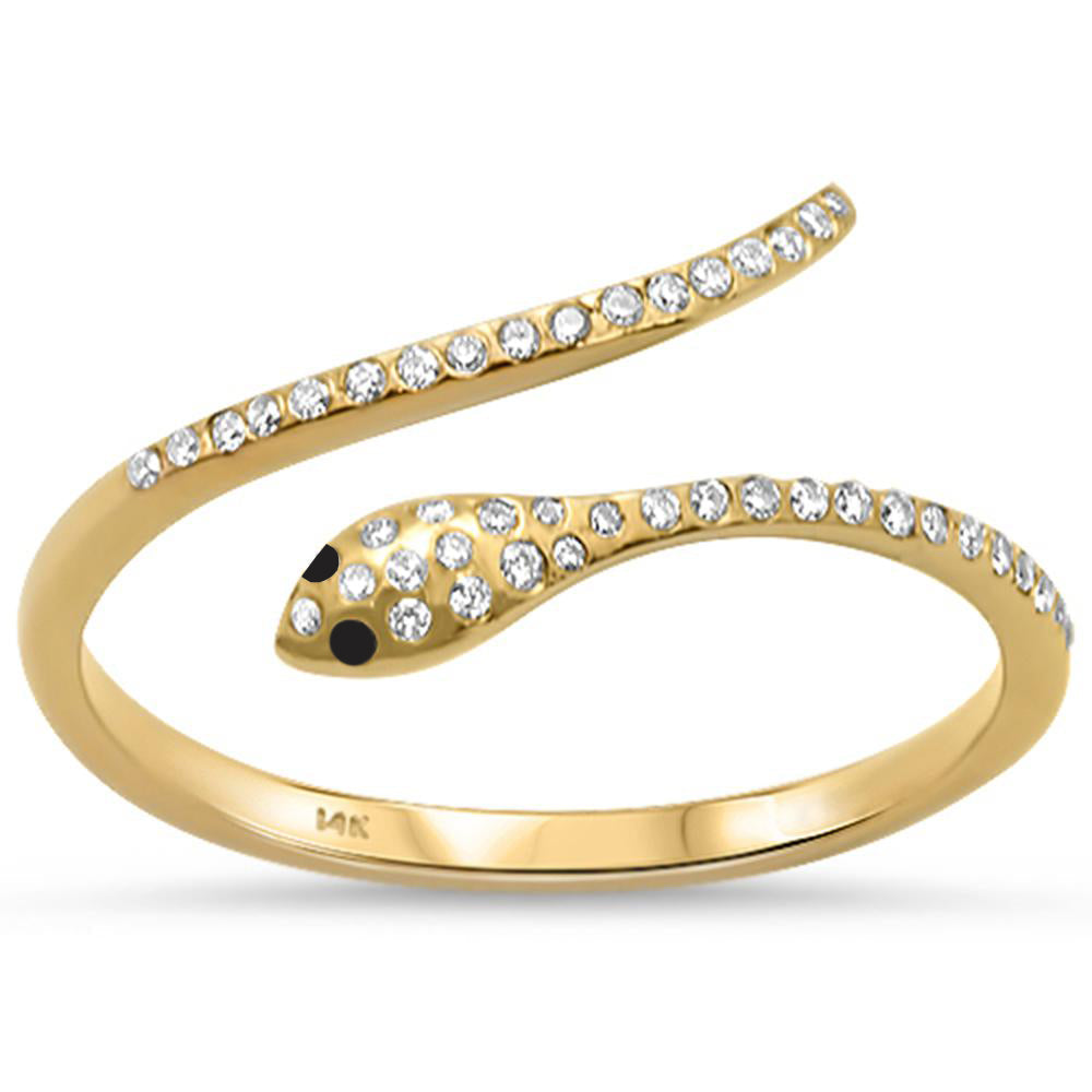 Muse Jewelry .16ct 14KT Yellow Gold Serpent Snake With Black Eye Trendy Diamond Ring Size 6.5