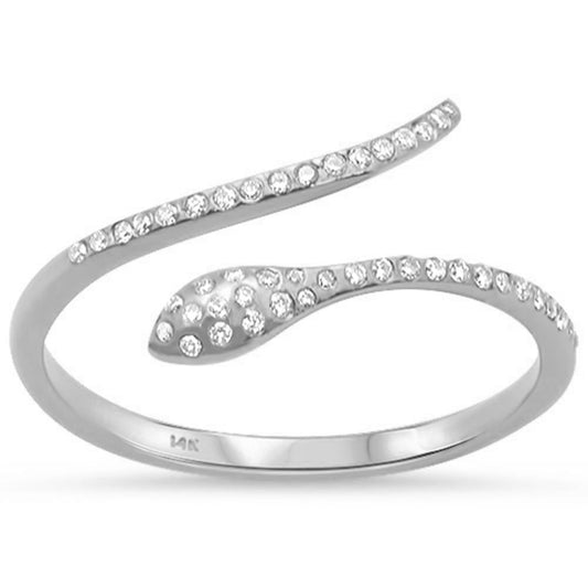 Muse Jewelry .16ct 14KT White Gold Serpent Snake Trendy Diamond Ring Size 6.5