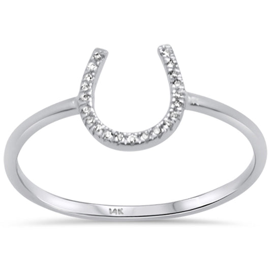 Muse Jewelry .03ct 14KT White Gold Horse Shoe Diamond Ring Size 6.5