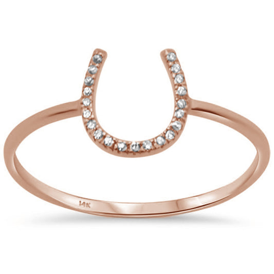 Muse Jewelry .04ct 14K Rose Gold Round Horse Shoe Diamond Ring Size 6.5