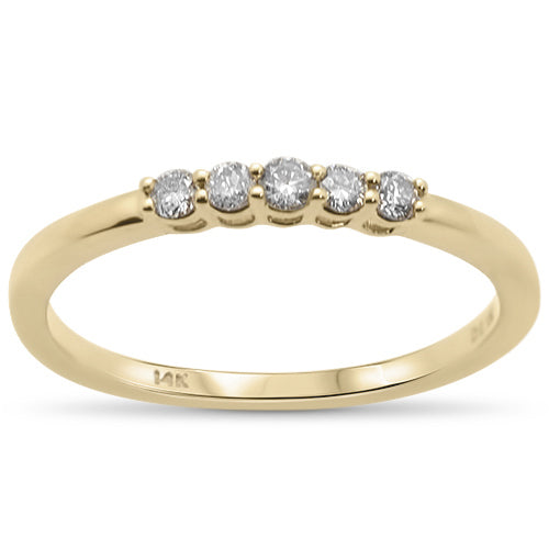 Muse Jewelry .15ct 14K Yellow Gold 5 Stone Anniversary Diamond Wedding Band Ring