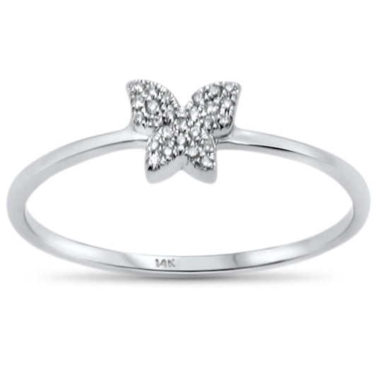 Muse Jewelry .05ct 14KT White Gold Trendy Butterfly Diamond Ring Size 6.5