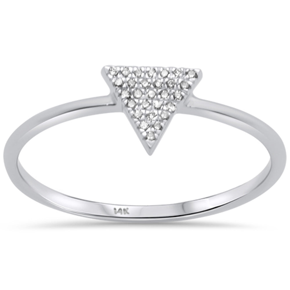 Muse Jewelry .11ct 14K White Gold Trendy Triangle Diamond Ring Size 6.5