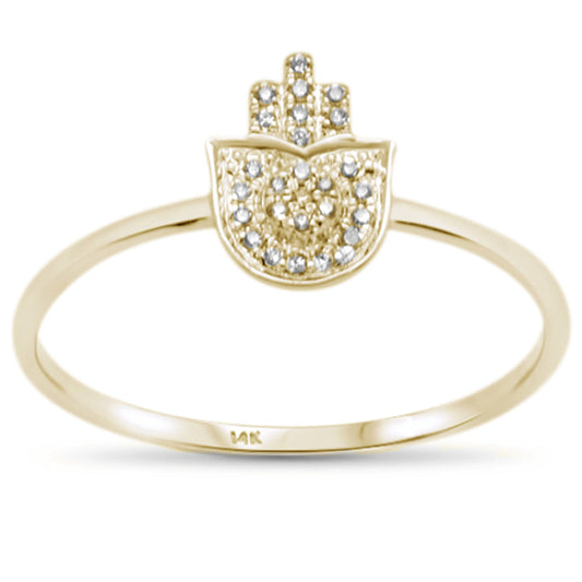 Muse Jewelry .05ct 14KT Yellow Gold Trendy Hand of Hamsa Diamond Ring Size 6.5