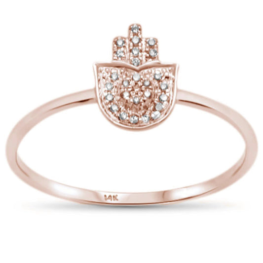 Muse Jewelry .04CT G SI 14KT Rose Gold Diamond Trendy Hand of Hamsa