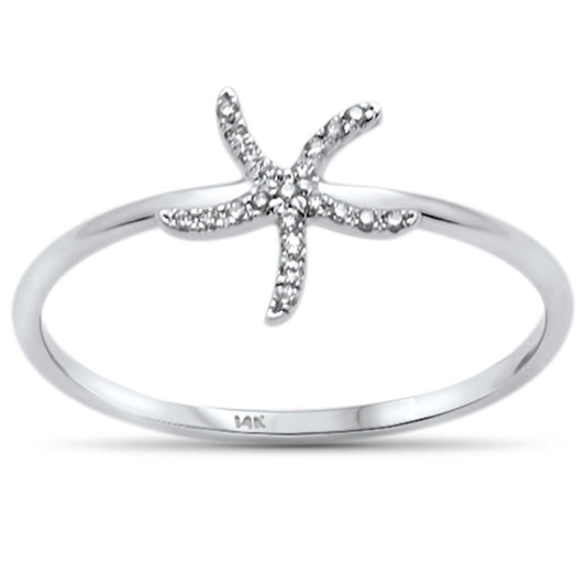 Muse Jewelry .04ct 14KT White Gold Trendy Starfish Diamond Ring Size 6.5