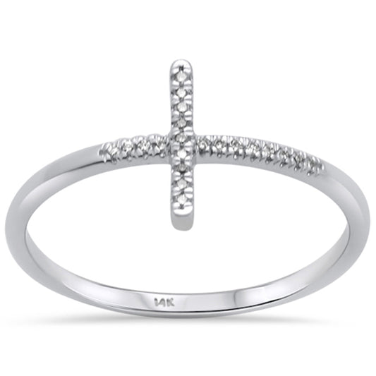 Muse Jewelry .04ct 14KT White Gold Sideways Cross Diamond Ring Size 6.5