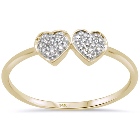 Muse Jewelry .08ct 14K Yellow Gold Two Hearts Diamond Ring Size 6.5