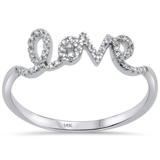 Muse Jewelry .12ct 14KT White Gold Heart "Love" Script Diamond Ring Size 6.5