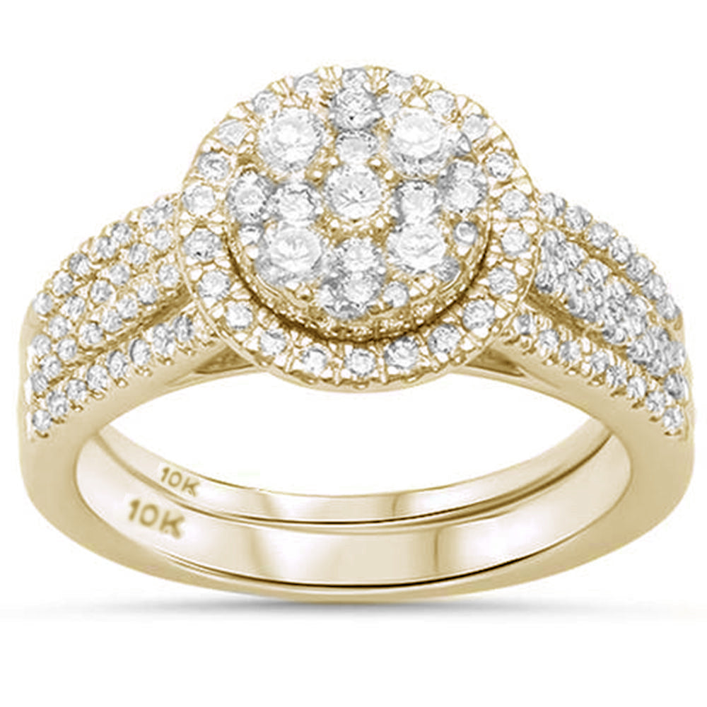 Muse Jewelry 1.03ct G SI 10K Yellow Gold Round Diamond Engagement Bridal Ring Set Size 6.5