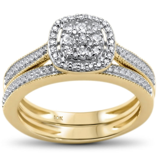 Muse Jewelry .24ct F SI 10kt Yellow Gold Diamond Enagement Bridal Ring Set Size 6.50