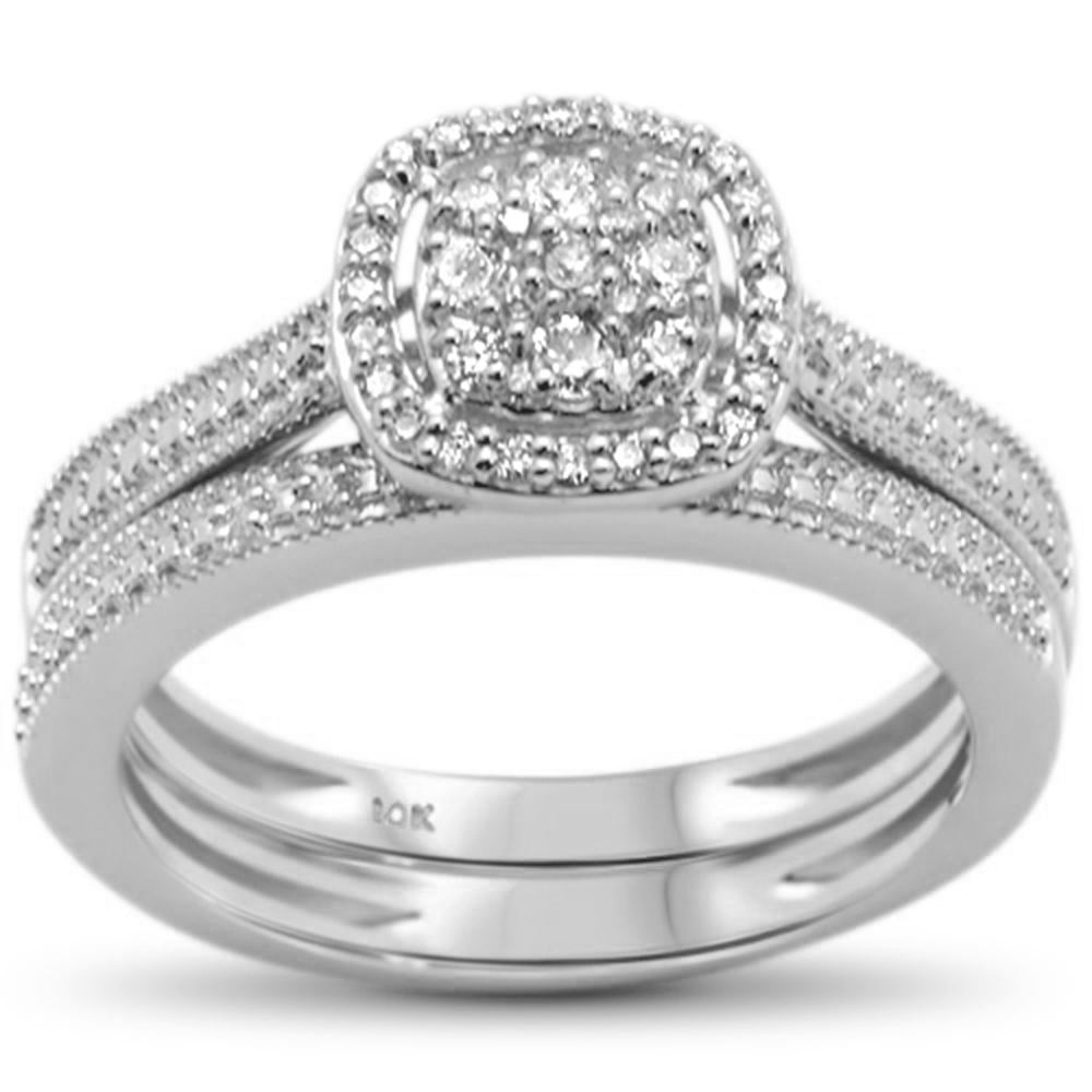 Muse Jewelry .24ct G SI 10K White Gold Diamond Bridal Engagement Ring Set Size 6.50