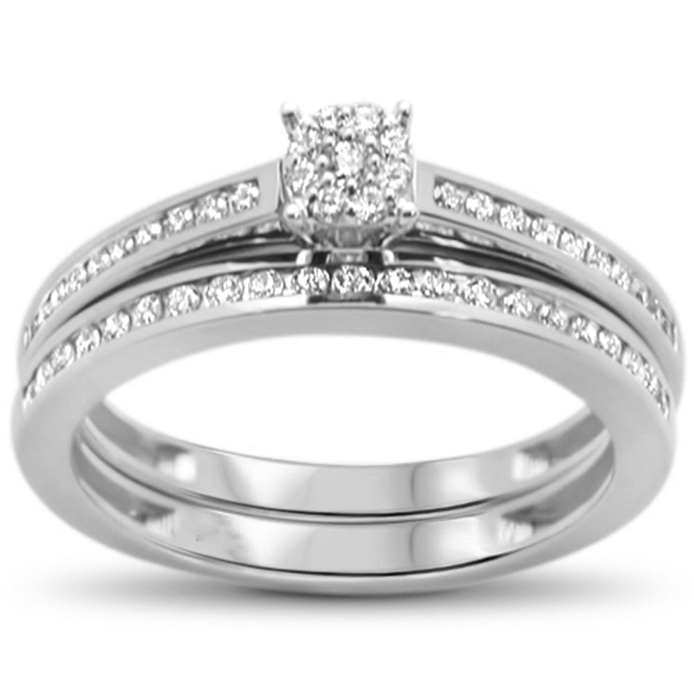 Muse Jewelry .32ct F SI 10k White Gold Diamond Enagement Bridal Ring Set