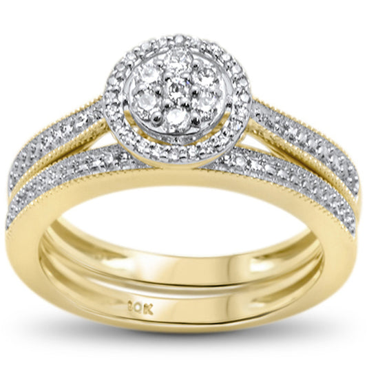 Muse Jewelry .26ct F SI 10kt Yellow Gold Diamond Enagement Bridal Ring Set Size 6.5