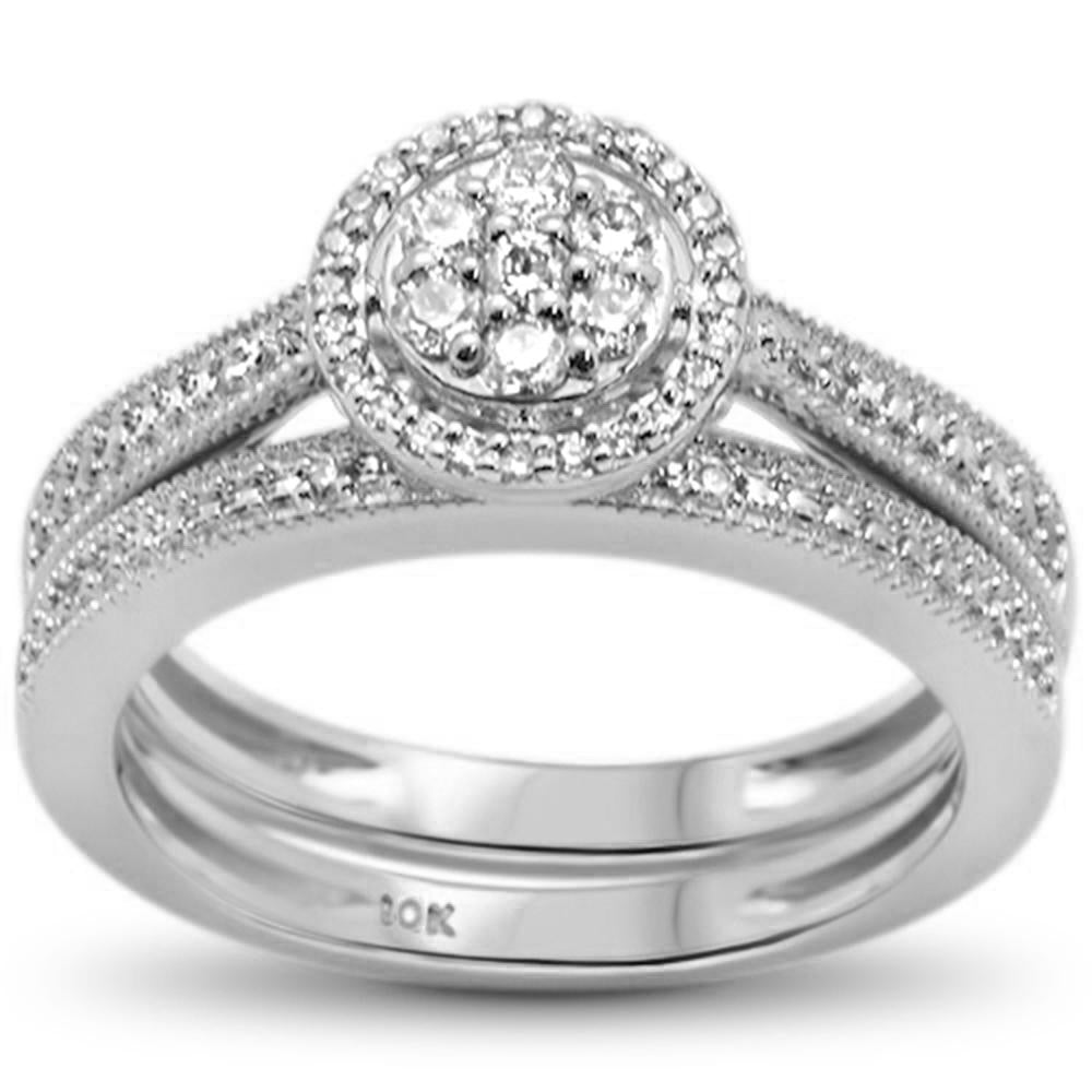 Muse Jewelry .26ct G SI 10K White Gold Round Diamond Bridal Set Engagement Ring Size 6.5