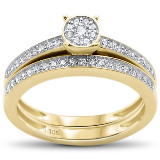 Muse Jewelry .27ct F SI 10kt Yellow Gold Diamond Engagement Bridal Ring Set Size 6.5