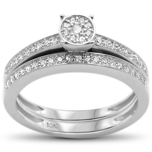 Muse Jewelry .27ct F SI 10kt White Gold Diamond Engagement Bridal Ring Set Size 6.5