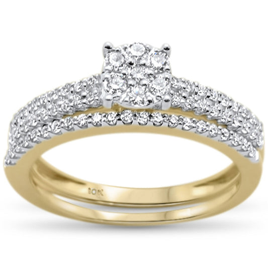 Muse Jewelry .49ct F SI 10kt Yellow Gold Diamond Engagement Bridal Ring Set Size 6.5