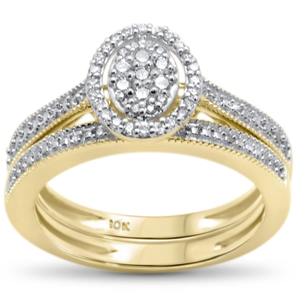 Muse Jewelry .25ct F SI 10kt Yellow Gold Diamond Engagement Bridal Ring Set Size 6.5