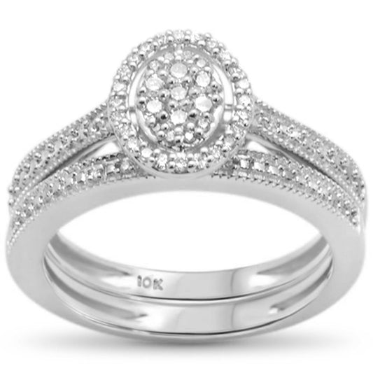 Muse Jewelry .24ct G SI 10K White Gold Diamond Bridal Engagement Ring Set Size 6.5