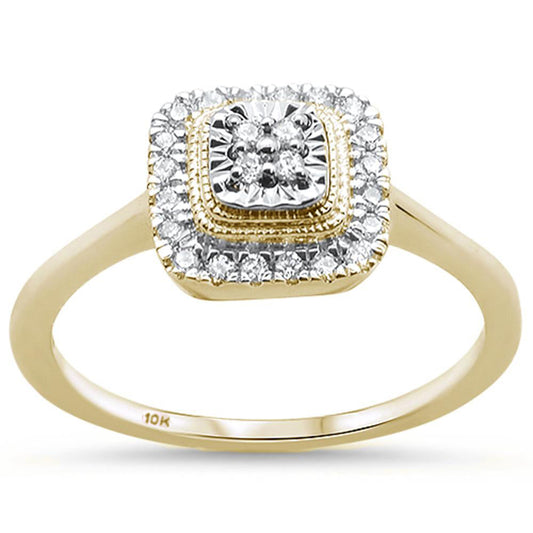 Muse Jewelry .16ct 10K Yellow Gold Diamond Square Shape Miracle Illusion Engagement Ring Size 6.5