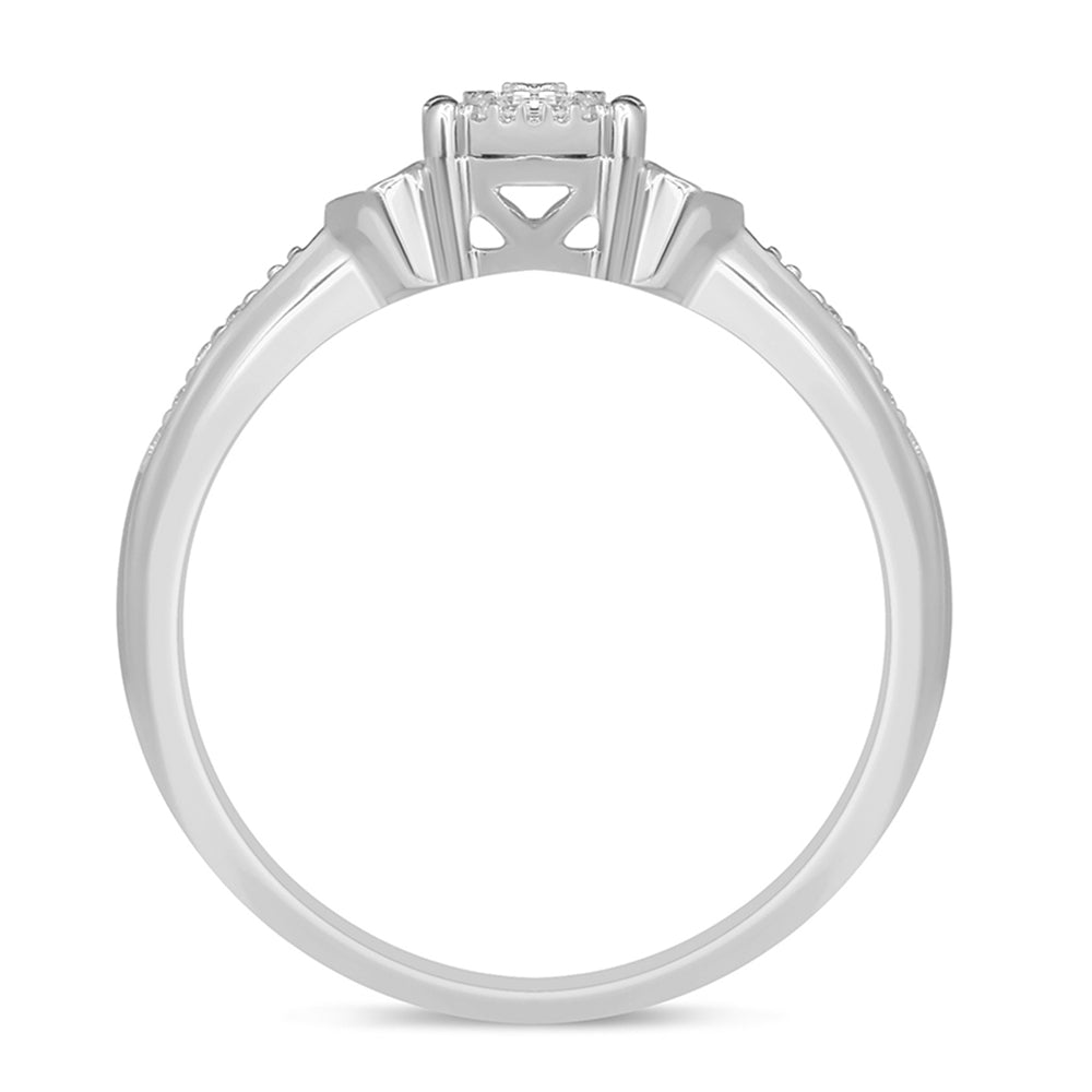 Muse Jewelry .18ct 10K White Gold Diamond Round Engagement Ring Size 6.5