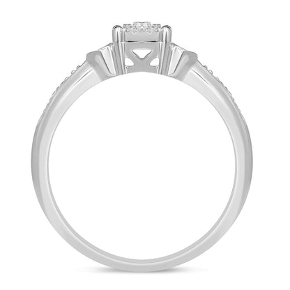 Muse Jewelry .18ct 10K White Gold Diamond Round Engagement Ring Size 6.5