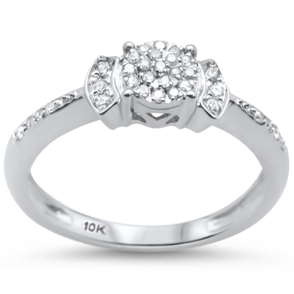 Muse Jewelry .18ct 10K White Gold Diamond Round Engagement Ring Size 6.5