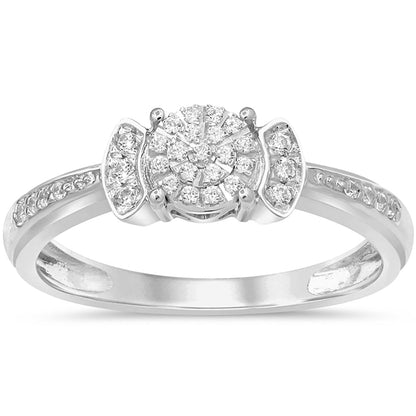 Muse Jewelry .18ct 10K White Gold Diamond Round Engagement Ring Size 6.5