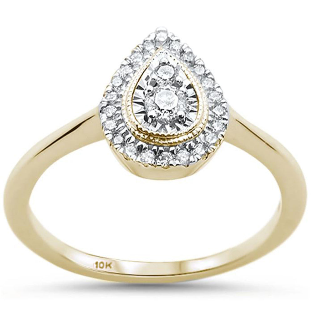 Muse Jewelry .21ct 10K Yellow Gold Diamond Pear Shape Engagement Ring Size 6.5