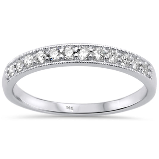 Muse Jewelry .25ct 14K White Gold Diamond Stackable Milgrain Wedding Band Size 6.5