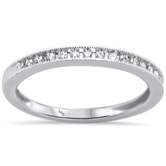 Muse Jewelry .15ct 14k White Gold Diamond Stackable Wedding Band Ring Size 6.5