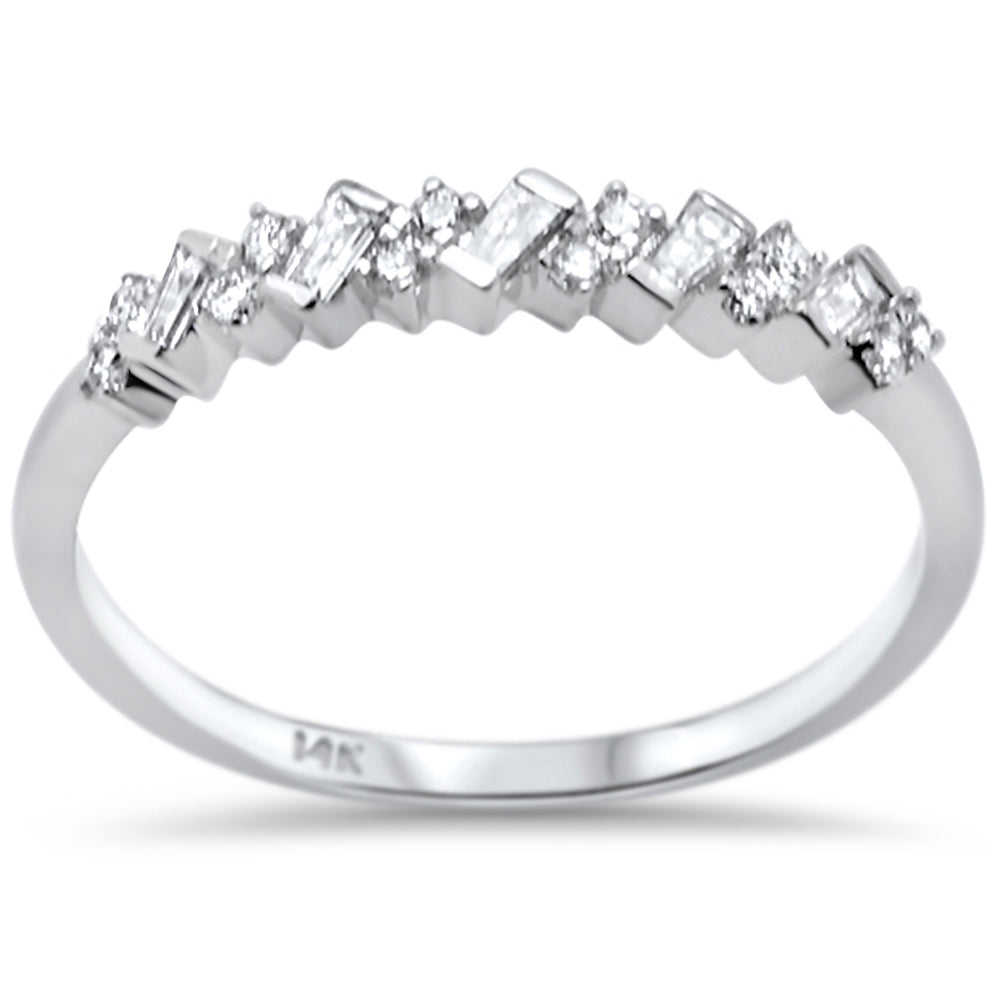 Muse Jewelry .21ct F SI 14K White Gold Baguette & Round Diamond Fine Band Ring Size 6.5