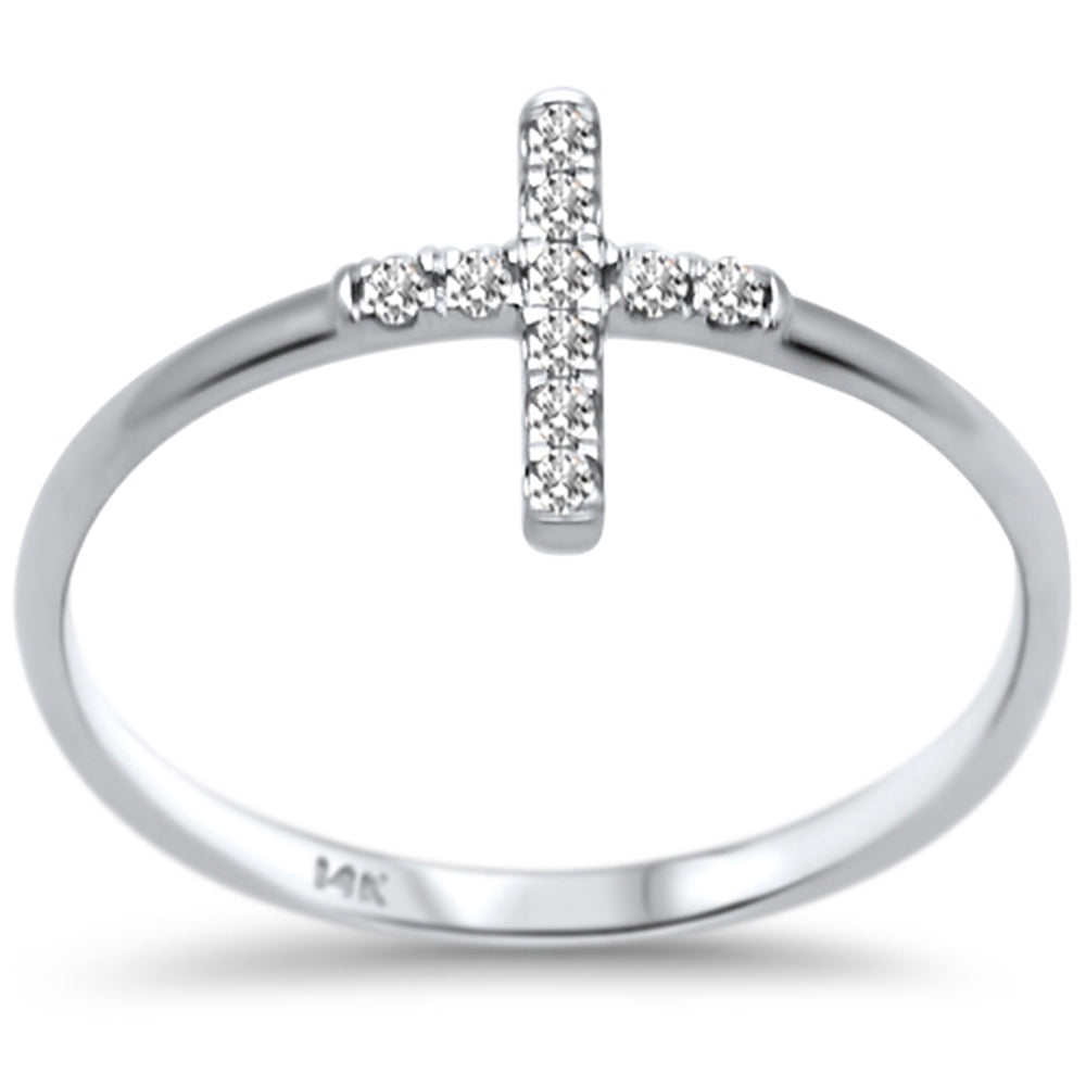 Muse Jewelry .10ct F SI 14K White Gold Cross Purity Diamond Trendy Ladies Ring Size 6.5