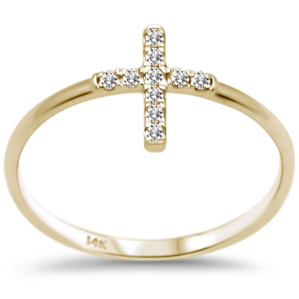 Muse Jewelry .10ct F SI 14K Yellow Gold Cross Purity Diamond Trendy Ladies Ring Size 6.5