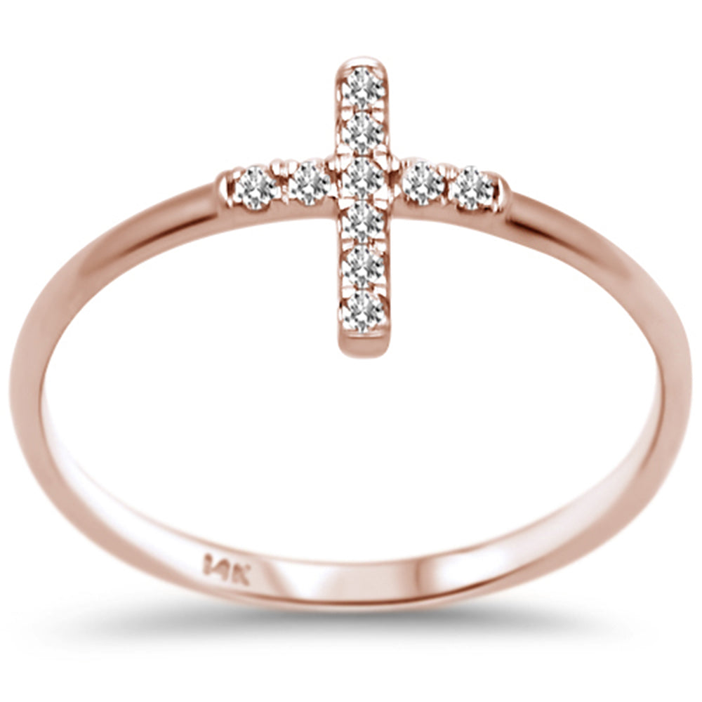 Muse Jewelry .10ct F SI 14K Rose Gold Cross Purity Diamond Trendy Ladies Ring Size 6.5