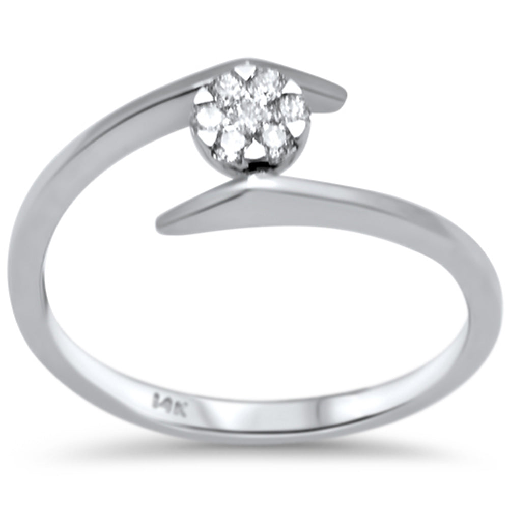 Muse Jewelry .12ct F SI 14K White Gold Modern Diamond Solitaire Engagement Ring Size 6.5