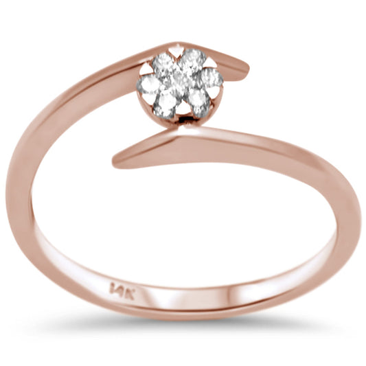 Muse Jewelry .12ct F SI 14K Rose Gold Modern Diamond Solitaire Engagement Ring Size 6.5