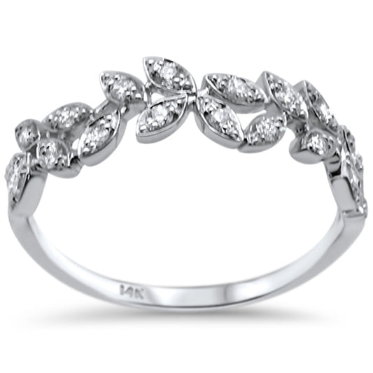 Muse Jewelry .23ct F SI 14K White Gold Leaves Fashion Diamond Trendy Band Ring Size 6.5