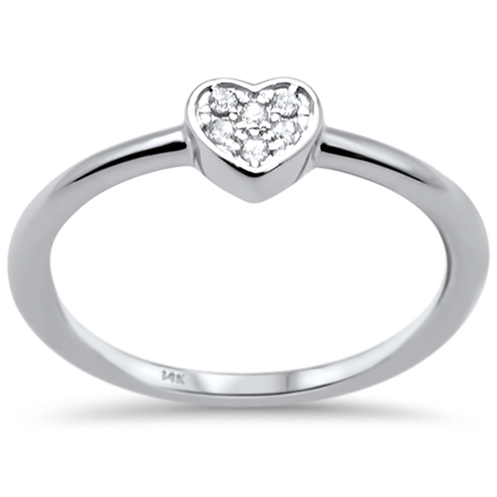 Muse Jewelry .05ct F SI 14K White Gold Heart Shaped Diamond Engagement Ring Size 6.5