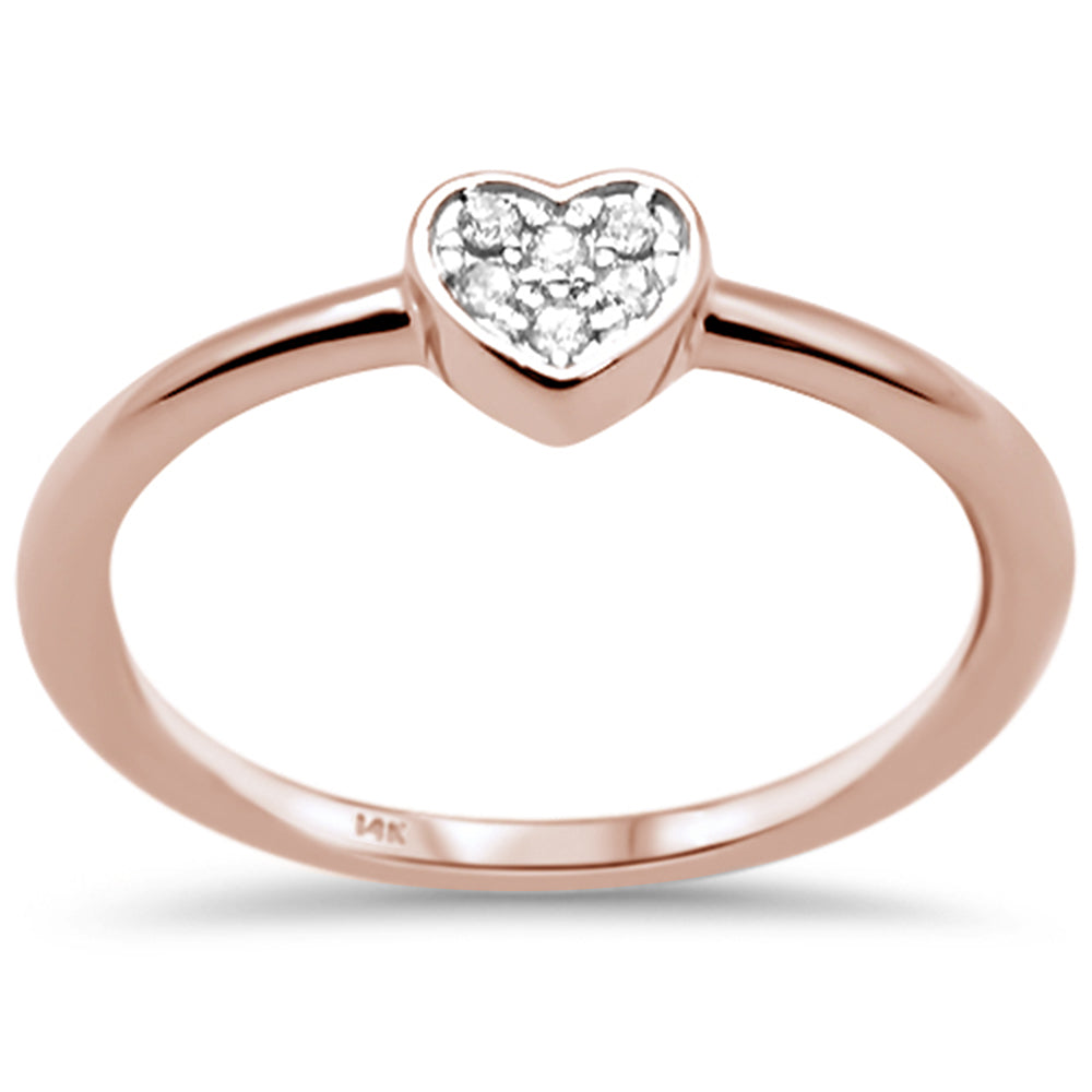 Muse Jewelry .05ct F SI 14K Rose Gold Heart Shaped Diamond Engagement Ring Size 6.5