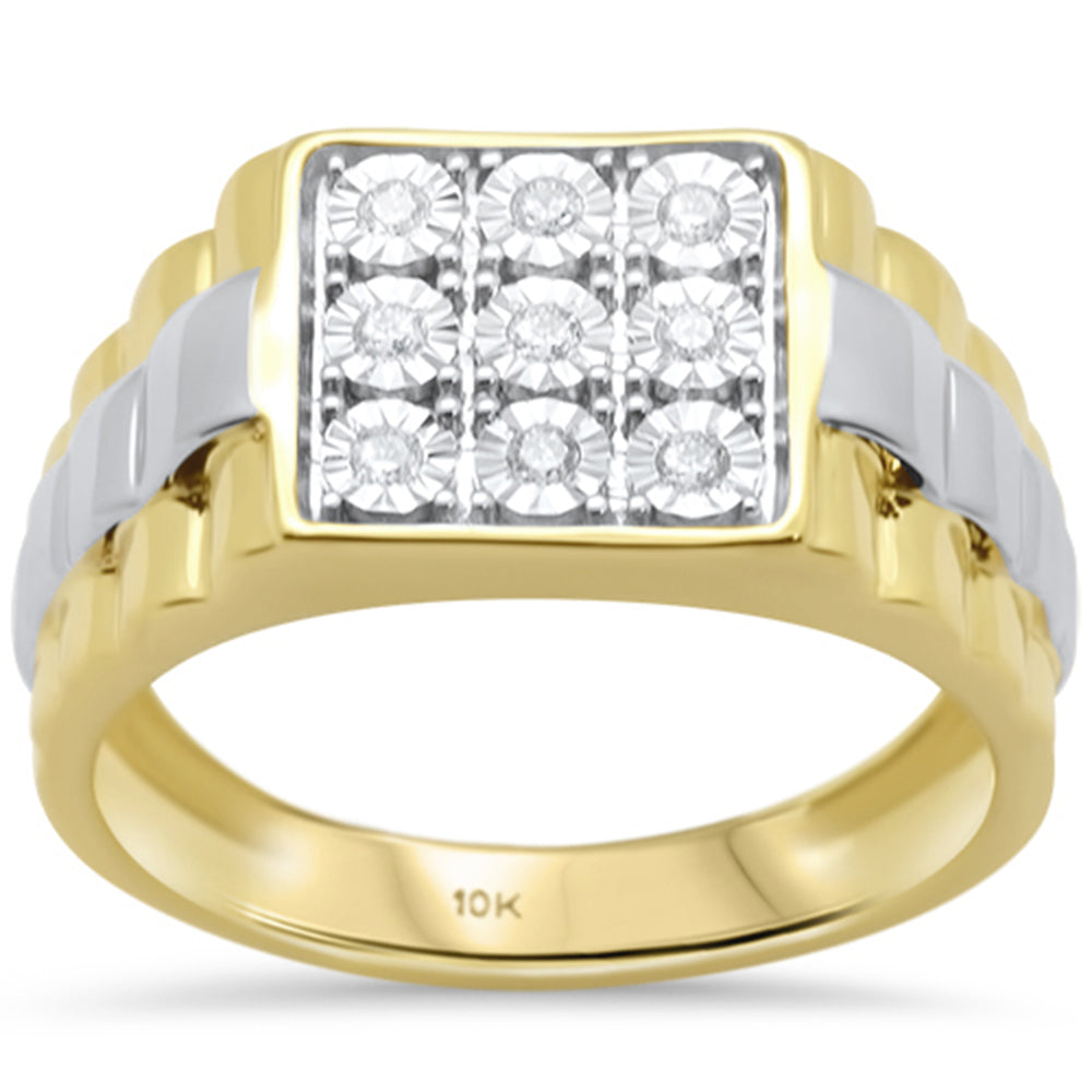 Muse Jewelry .14ct F SI 10K Yellow Gold Men's Diamond Miracle Illusion Band Fashion Ring Size 10