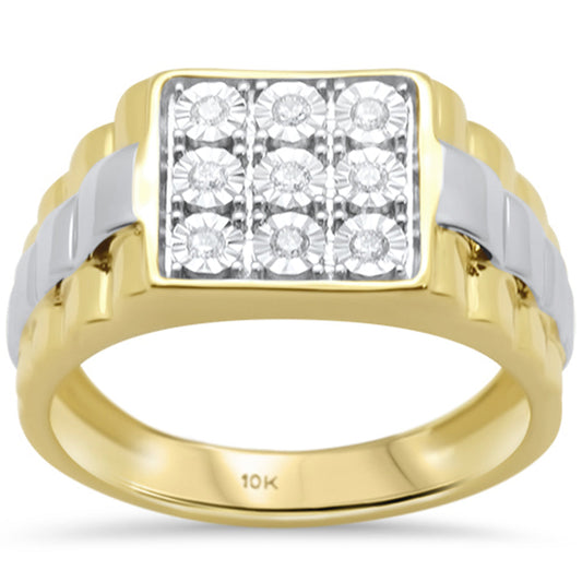 Muse Jewelry .14ct F SI 10K Yellow Gold Men's Diamond Miracle Illusion Band Fashion Ring Size 10