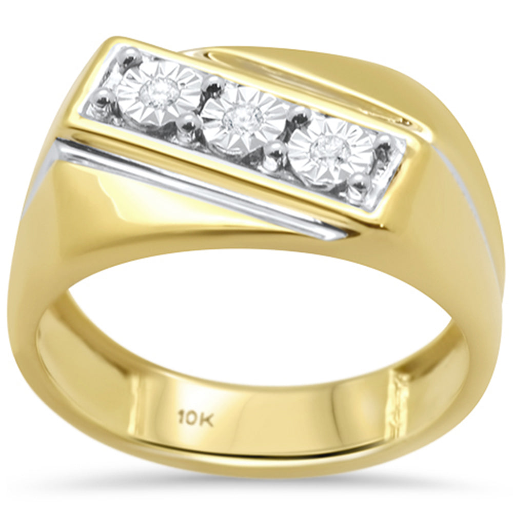 Muse Jewelry .06ct F SI 10K Yellow Gold Men's Diamond Miracle Illusion Band Fashion Ring Size 10