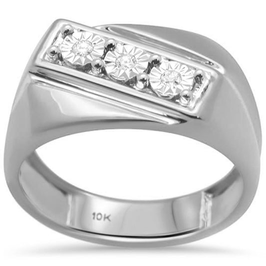 Muse Jewelry .07ct F SI 10K White Gold Men's Diamond Miracle Illusion Band Fashion Ring Size 10