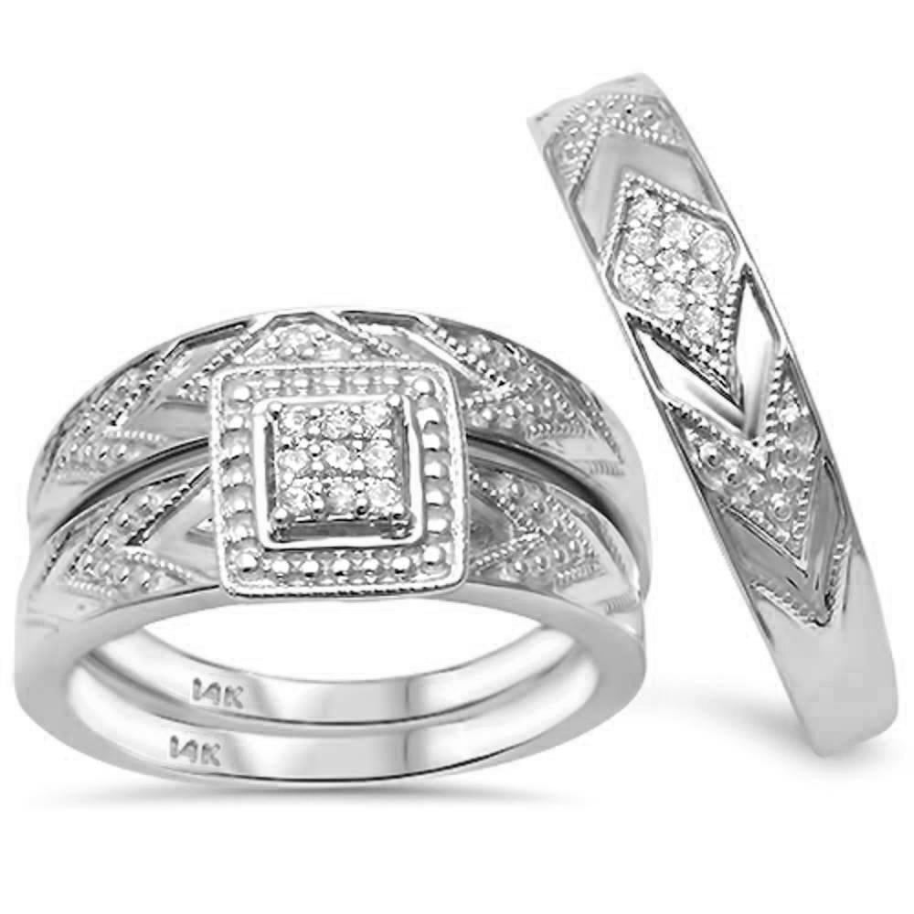 Muse Jewelry .18ct G SI 14K White Gold Diamond Trio Wedding Set