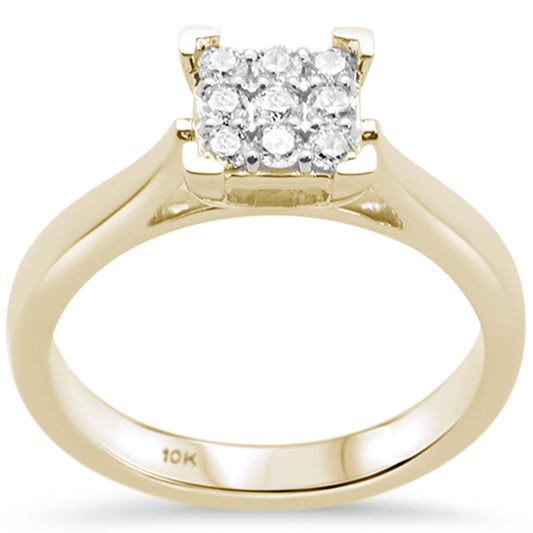 Muse Jewelry .26CT G SI 10K Yellow Gold Diamond Square Engagement Ring Size 6.5